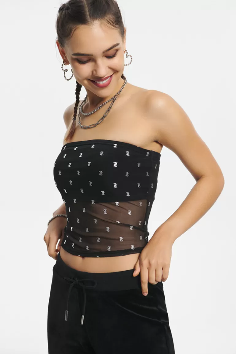 Metallisk Monogram Mesh Tube Top | Juicy Couture New