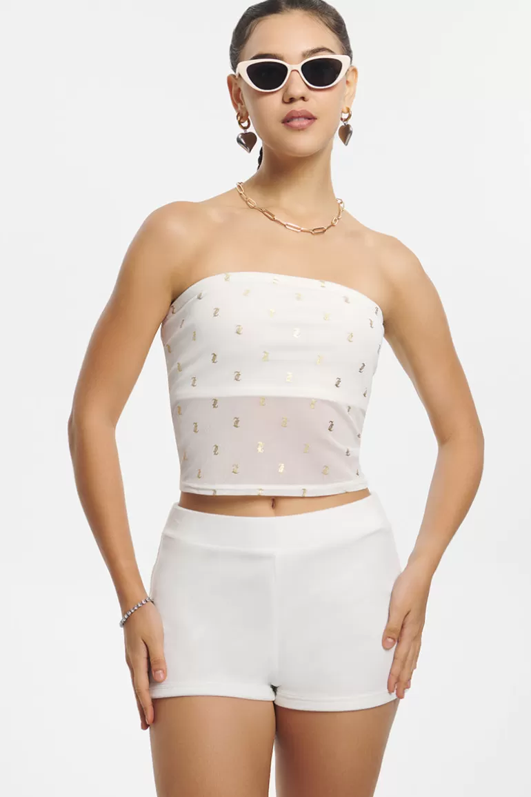 Metallisk Monogram Mesh Tube Top | Juicy Couture Discount