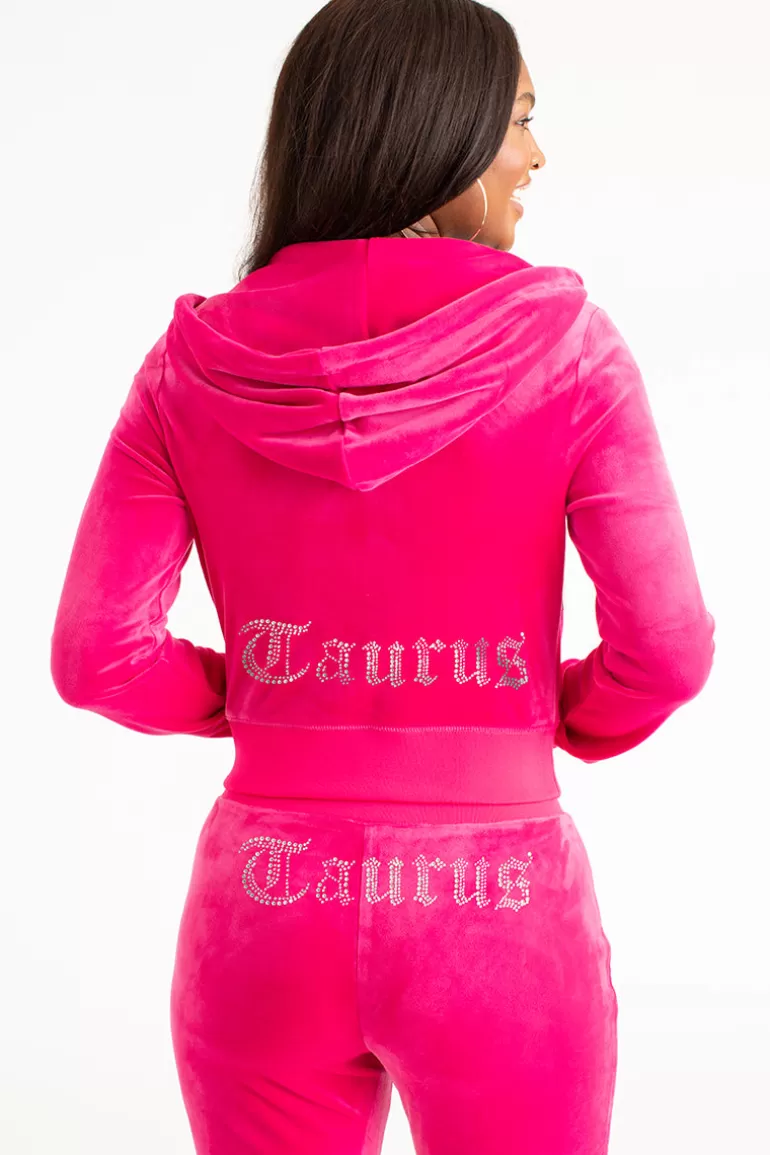 Taurus Big Bling Velour Hoodie | Juicy Couture Flash Sale